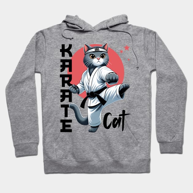 Karate Cat Funny Kitty Sport Design Hoodie by Infinitee Shirts